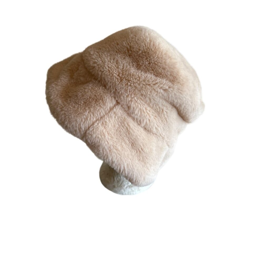 Faux Fur Cream Unbranded Bucket Hat One Size‎